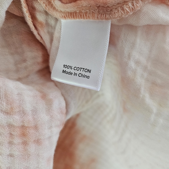 Cotton Tie-Dye Button-Down Shirt in Orange and Cream - Picture 3 of 6